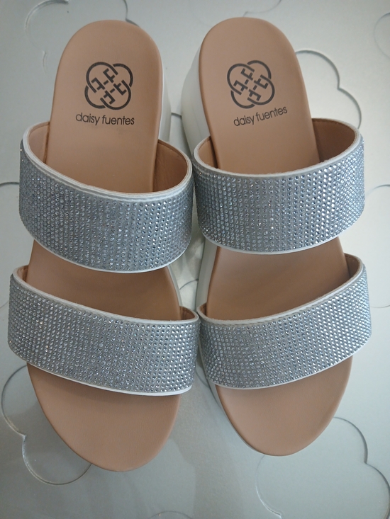 Daisy Fuentes Shoes - Daisy Fuentes Double-Strap Rhinestone Slide Sandal